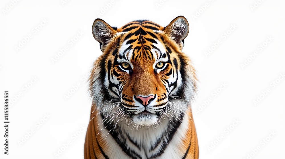 Fototapeta premium Close-up Portrait of a Tiger on White Background