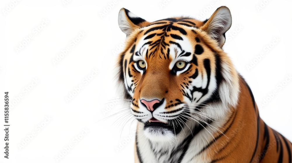 Fototapeta premium Close-up Portrait of a Tiger on White Background