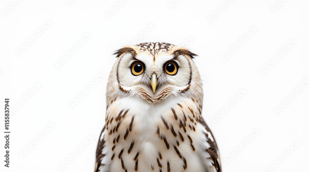 Obraz premium Partial Portrait of an Owl on White Background