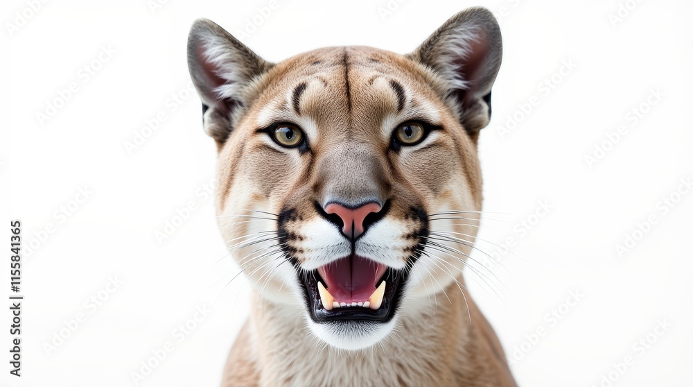 Obraz premium Puma Close-Up Portrait on White Background