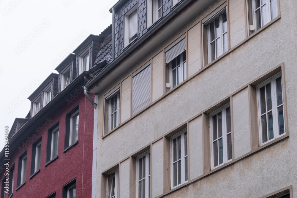Residential buildings showing different architectural styles and colors in germany Residential buildings showing different architectural styles and colors in germany