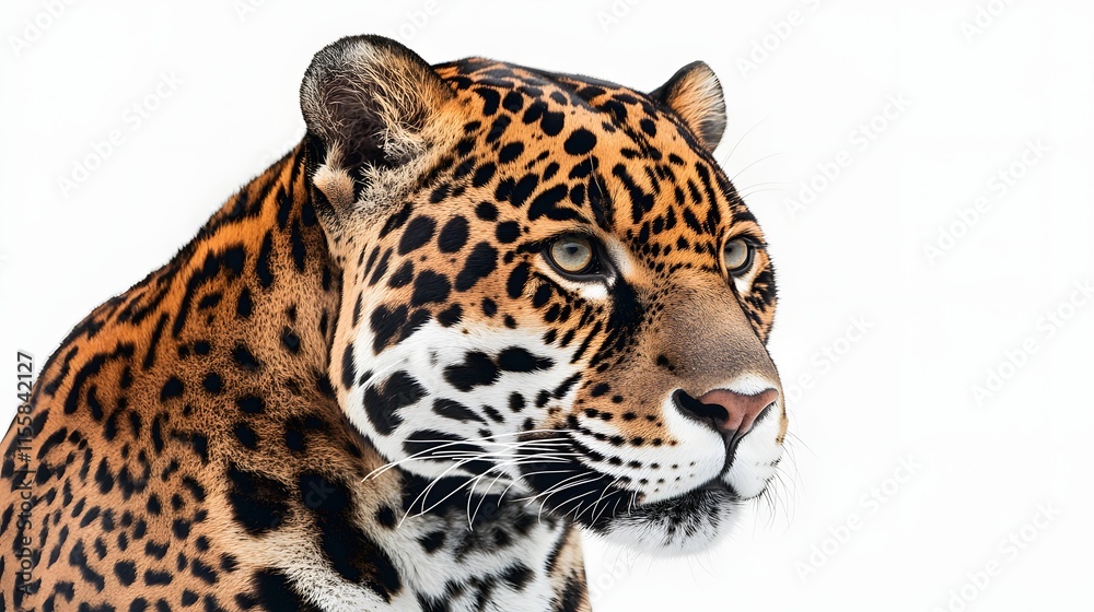 Obraz premium Majestic Jaguar Portrait Against White Background