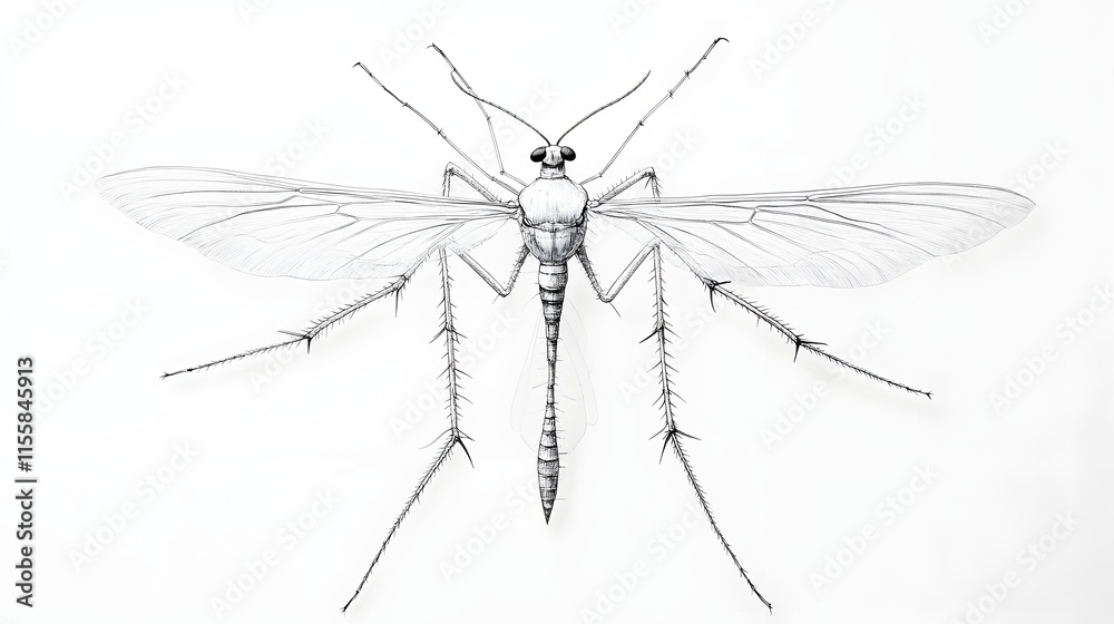 Detailed Drawing Of A Mosquito Like Insect Detailed Drawing Of A Mosquito Like Insect