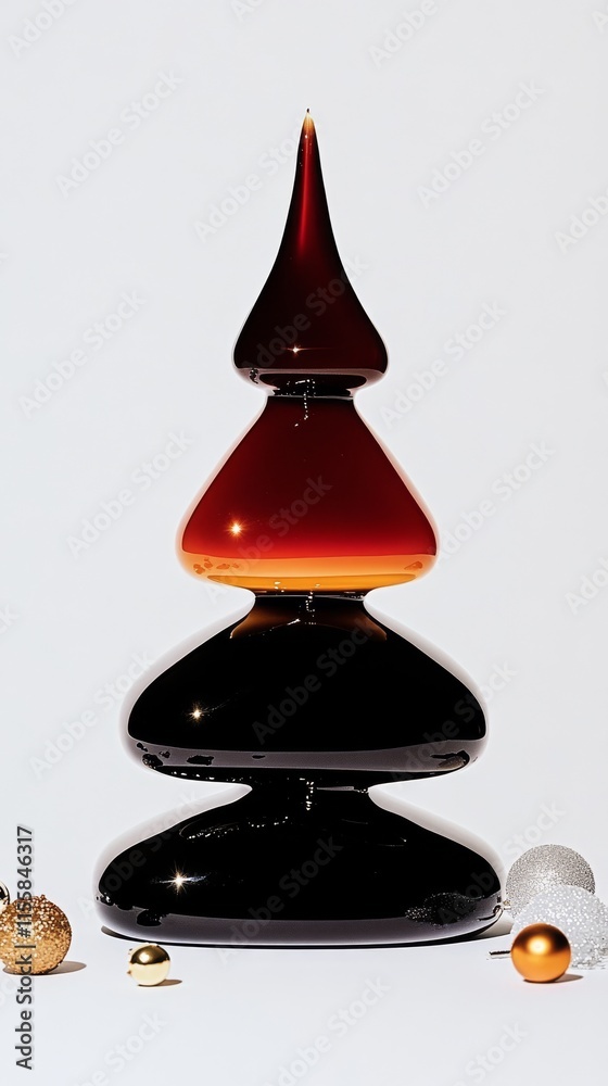 Christmas tree made from molten glass with decorative ornaments. Christmas tree made from molten glass with decorative ornaments.