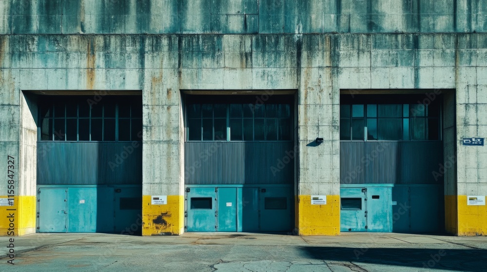 Fototapeta premium Urban Industrial Building with Dramatic Shadows