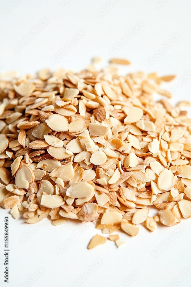 A pile of whole shelled and sliced almonds A pile of whole shelled and sliced almonds