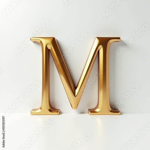 Golden Letter M on White Background