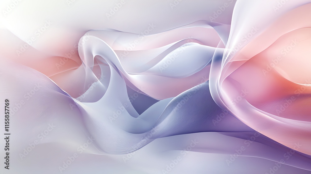 Obraz premium Abstract flowing shapes in soft colors create a serene and tranquil visual experience.
