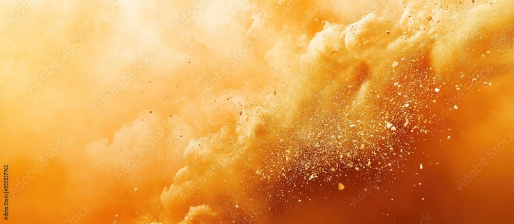 Vibrant Orange and Gold Abstract Explosion Background with Ample Copyspace for Custom Text and Creative Designs