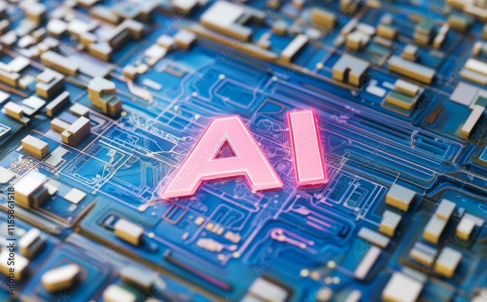 Stock AI typography in a modern, isometric style background Stock AI typography in a modern, isometric style background