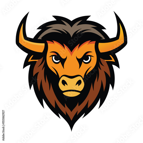 Bison head mascot logo art illustration