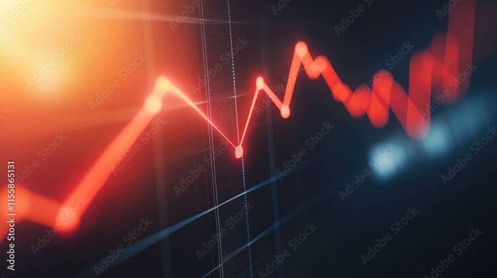 Business graph close up showcasing a red downtrend line with ample empty space for text and data visualization elements. Business graph close up showcasing a red downtrend line with ample empty space for text and data visualization elements.
