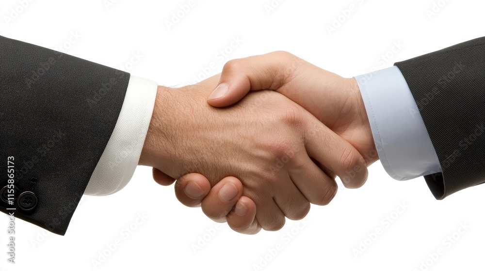Business professionals shaking hands in agreement with clear space for text highlighting partnership and cooperation concepts