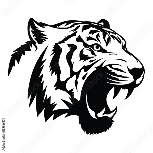 Wallpaper Mural Roaring Tiger Vector Art with Illustration Torontodigital.ca