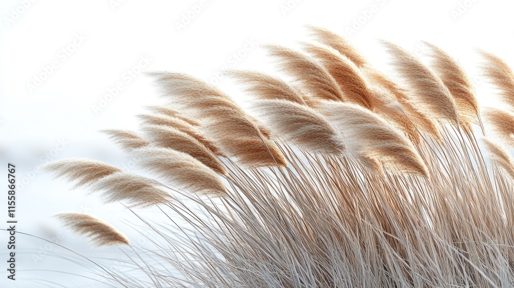 Pampas grass blowing gently in the wind against a bright background. Pampas grass blowing gently in the wind against a bright background.