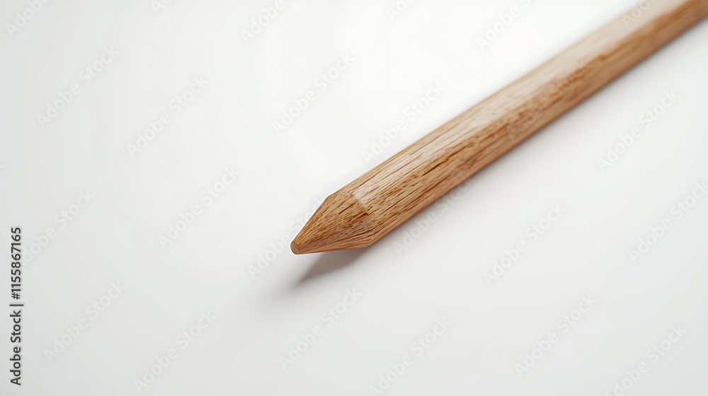 Obraz premium A wooden pencil is shown on a white background
