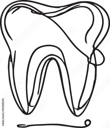 Tooth Icon Line Art on White Background Sleek Dental Concept Design