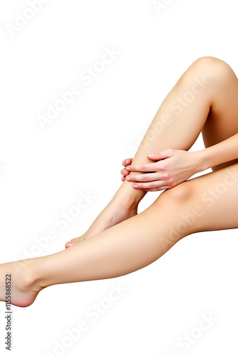 Beautiful slim woman's legs isolated on transparent background, perfect for social media ads, promotions, banners, posters, and web use in 2025. High-quality 4K photo for spa, skin care, and health photo