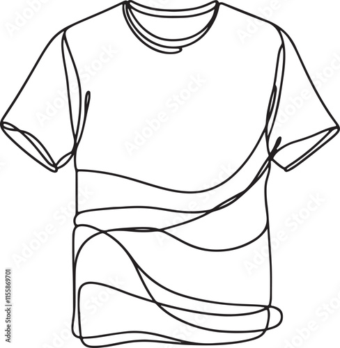 Minimalist Line Drawing of a T-Shirt Simple Art on a White Background