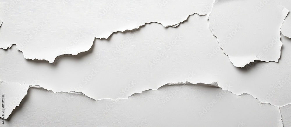 Torn white paper banner background with empty space for text or design for creative advertising and promotional materials Torn white paper banner background with empty space for text or design for creative advertising and promotional materials