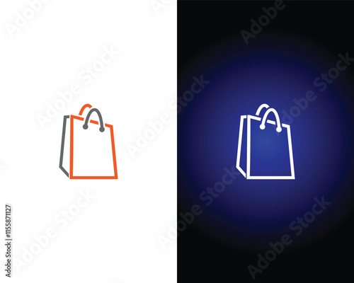 Shopping Bag, Paper Bag or Online Shop Symbol logo design icon vector illustration.