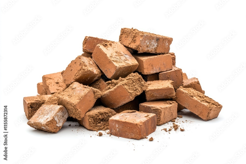 Large Bundle of Bricks Isolated on White for Construction Projects Large Bundle of Bricks Isolated on White for Construction Projects