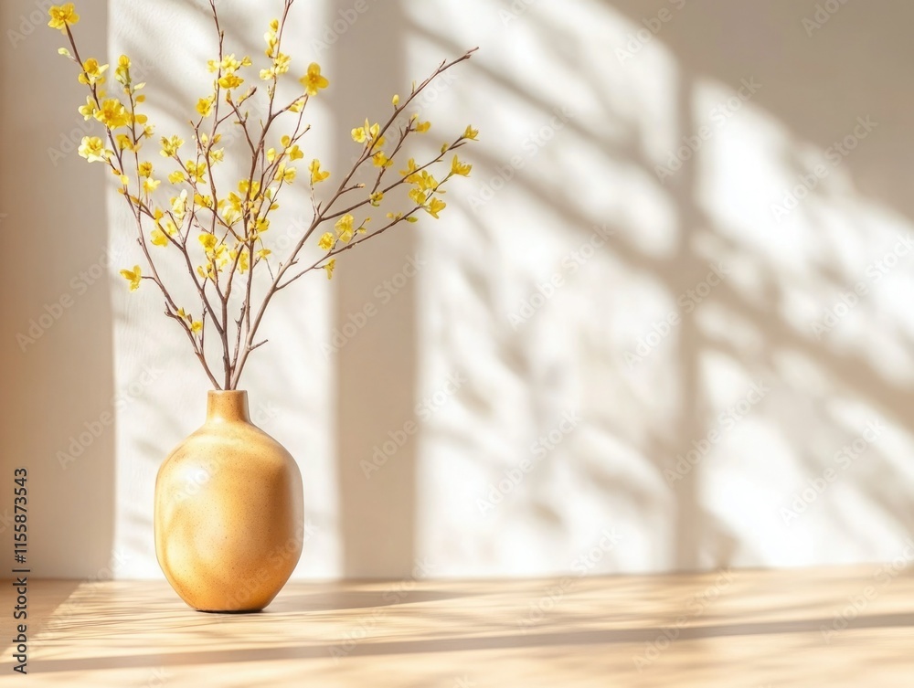 Yellow Flowers in a Beige Ceramic Vase Yellow Flowers in a Beige Ceramic Vase