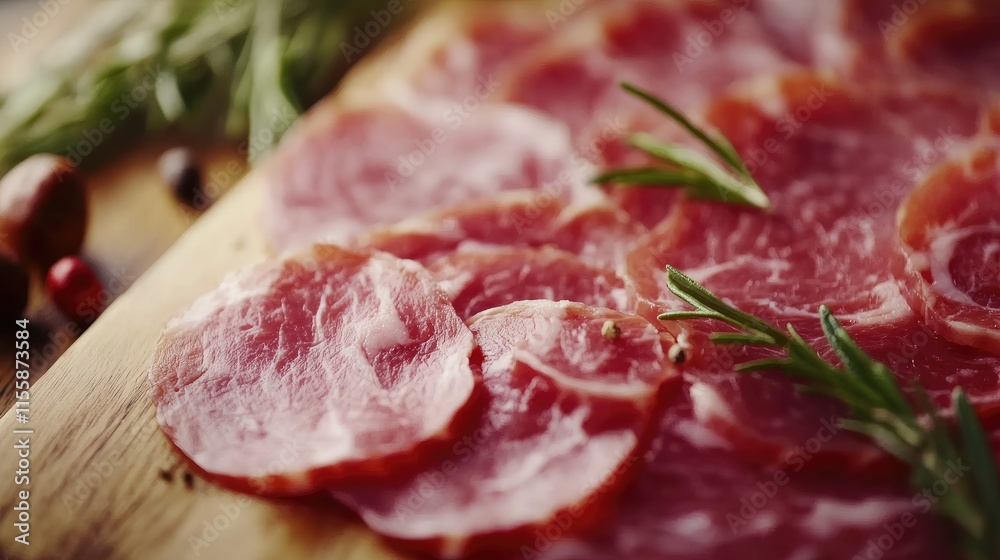 Freshly Sliced Tender Lamb Meat with Rosemary on Wooden Board Time Lapse for Culinary Presentation or Recipe Highlight Freshly Sliced Tender Lamb Meat with Rosemary on Wooden Board Time Lapse for Culinary Presentation or Recipe Highlight