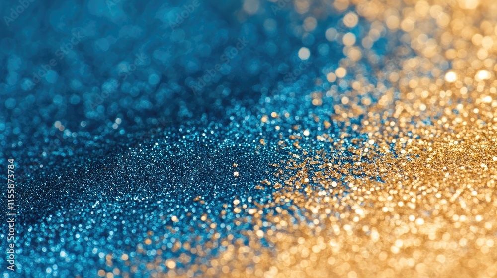 Glittering blue and gold shimmering backdrop with a blurred effect and ample copy space for text insertion Glittering blue and gold shimmering backdrop with a blurred effect and ample copy space for text insertion