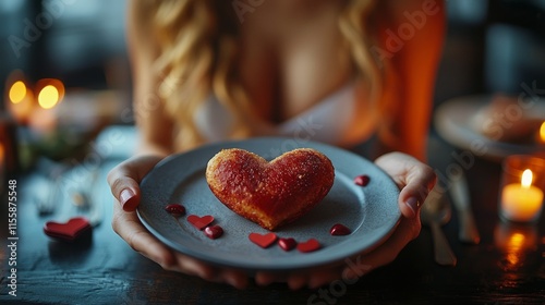 Romantic dinner setting with candles, wine glasses, and soft lighting at sunset