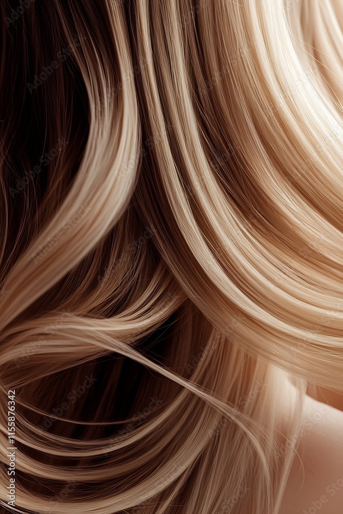 Fototapeta premium Close up of luxurious blonde hair showing natural shine and smooth texture : Generative AI