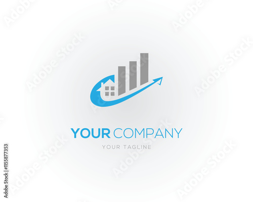 Real Estate, Building, Roof, Construction with Financial Accounting Business Logo Design Template Vector.