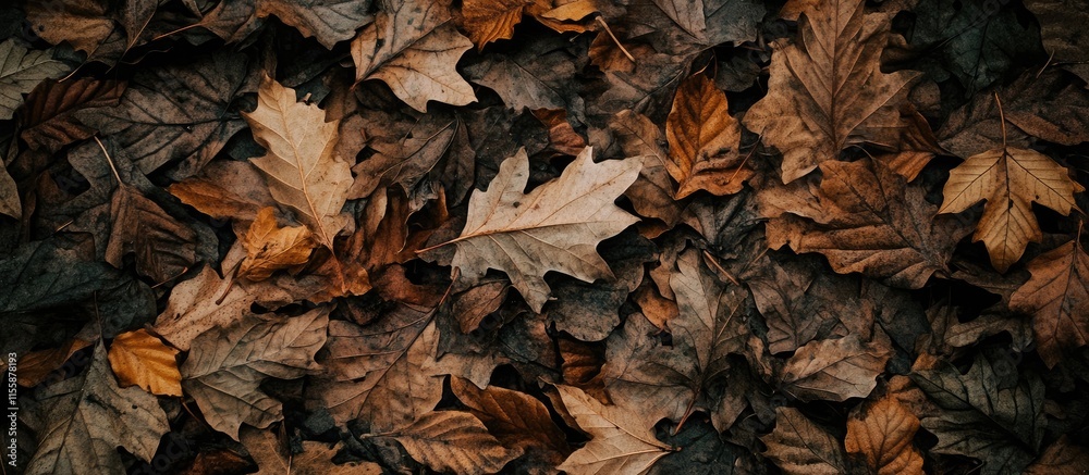 Autumn leaves in various hues covering the forest floor creating a rich texture with ample space for text overlay Autumn leaves in various hues covering the forest floor creating a rich texture with ample space for text overlay