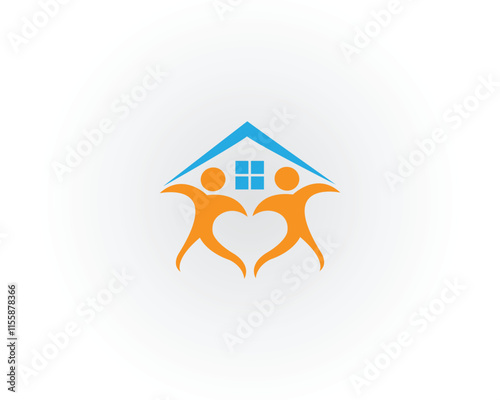 Happy family house, People couple or human love care logo creative idea vector illustration.