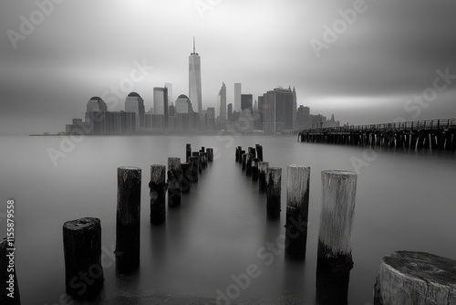 Lower Manhattan Skyline Viewed from Newport, New Jersey: A Stunning Perspective of New York City Skyscrapers