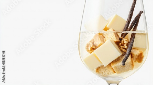 Wine bouquet concept: The aroma of aged Chardonnay includes notes of vanilla, butter, oak, toasted bread, walnuts, and caramel.