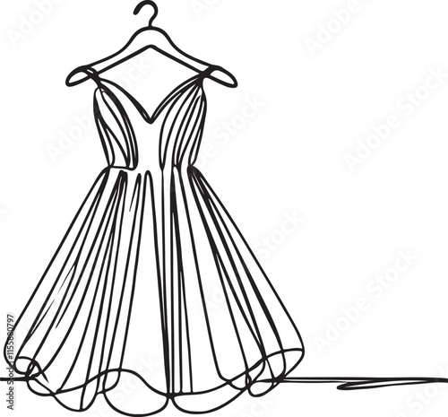 Minimalist Dress on Hanger Line Drawing Clean and Elegant Design