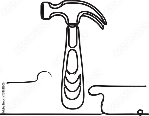 Hammer Design in Line Art Minimalist Vector Illustration