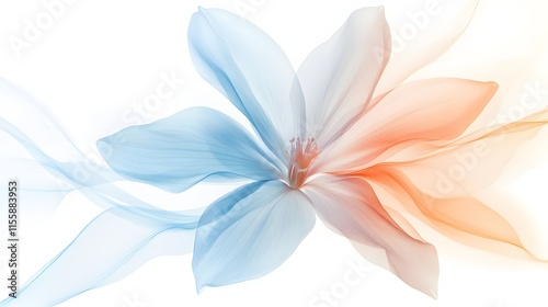 Abstract Blue and Orange Flower Design With Flowing Fabric