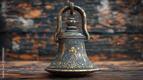 Antique Golden Bell: Cultural Heritage and Religious Symbol photo