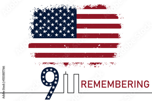 Patriot day, September 11, Remember 9 11. Illustration of the Twin towers representing the number eleven. We will never forget the terrorist