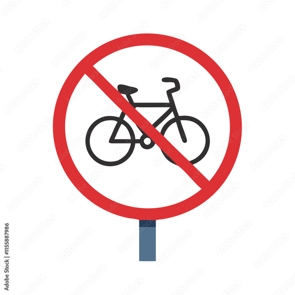 forbidden sign with bicycle icon design