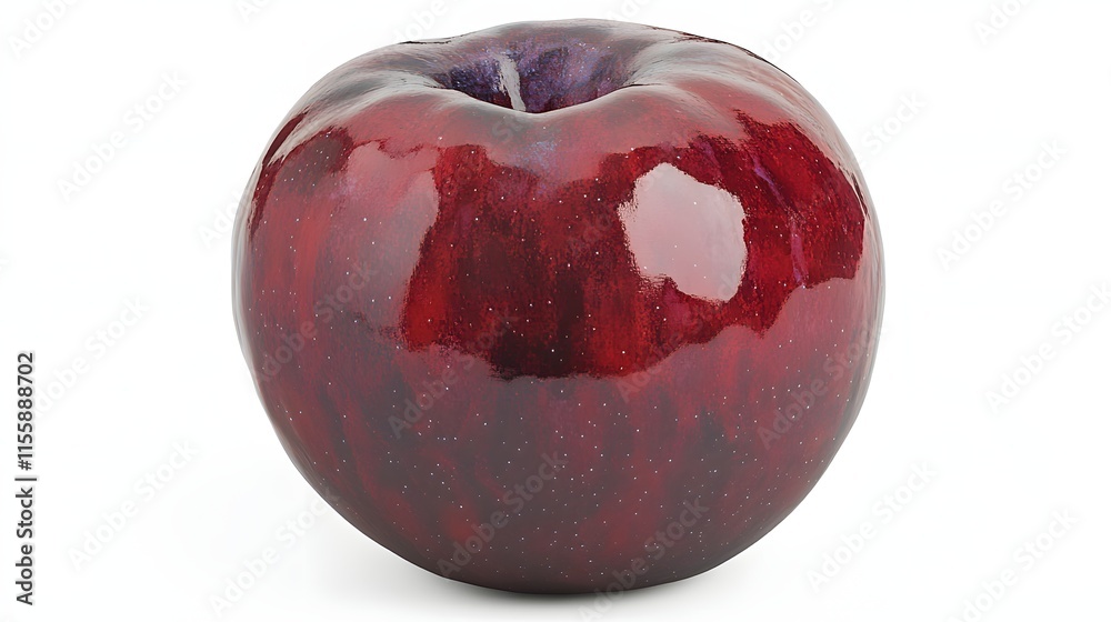 Fototapeta premium A single ripe red plum isolated on white