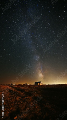 Camping under a starry night sky at a remote location with illuminated tent