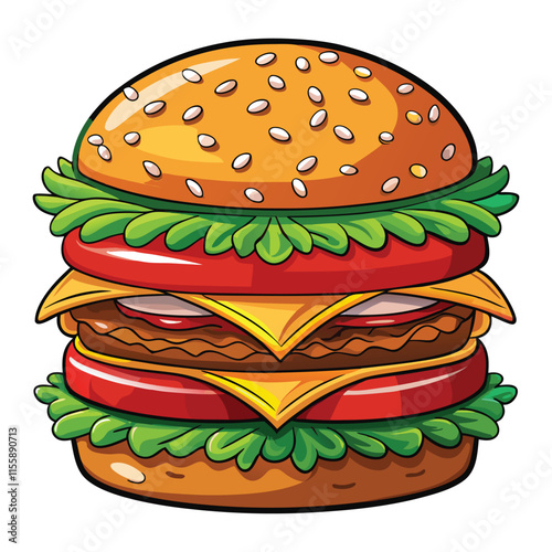 Cheese burger Cartoon Vector Illustration