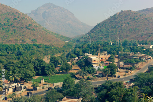 View of Guru Dattatreya peak - famous Jain sacred place the best known as Girnar Hill. Junagadh, Gujarat, India photo