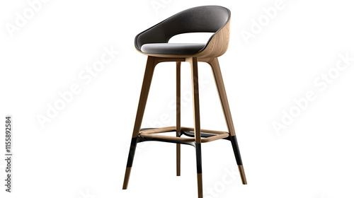 A wooden chair with a black and white design. generated using AI photo