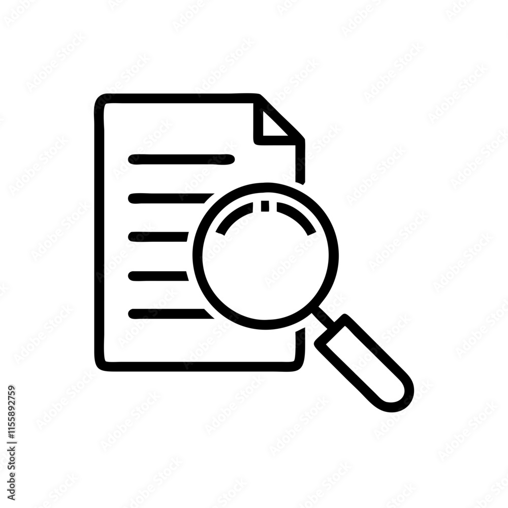 magnifying glass over document icon design magnifying glass over document icon design