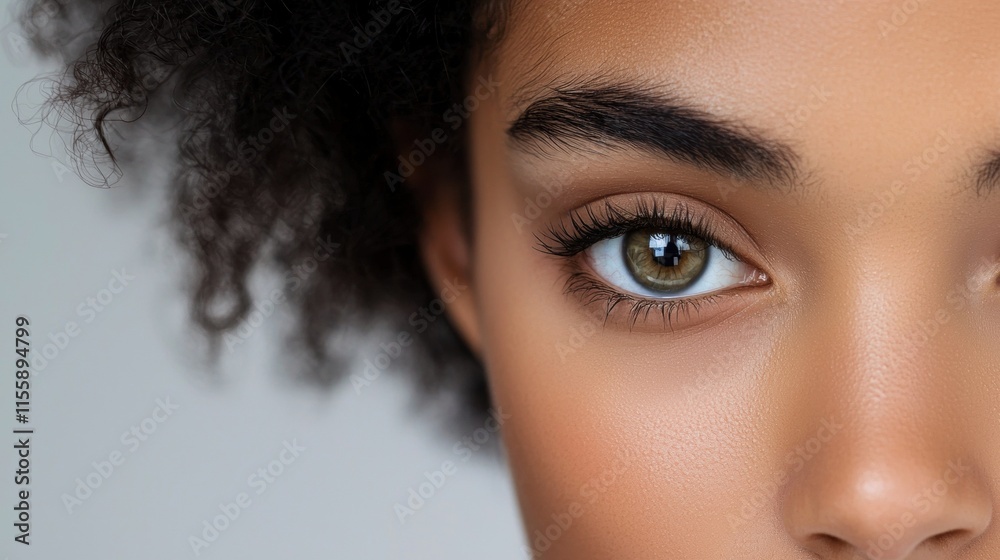 Fototapeta premium A woman with brown hair and brown eyes