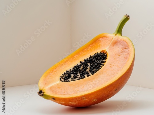 Ripe Papaya with Orange Flesh and Black Seed